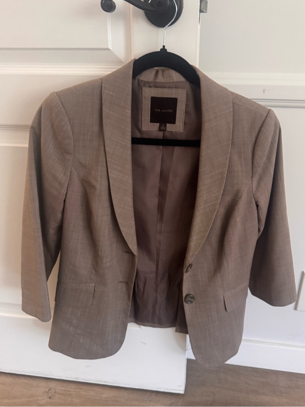 The Limited Taupe Women's Blazer - Shawl Collar, 3/4 Sleeves